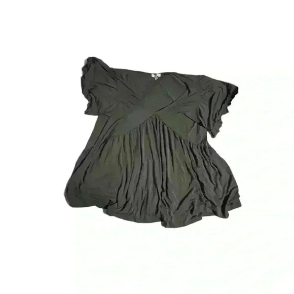 Kori America Womens Size Med Top Green  Short Ruffle Sleeve - Picture 1 of 3